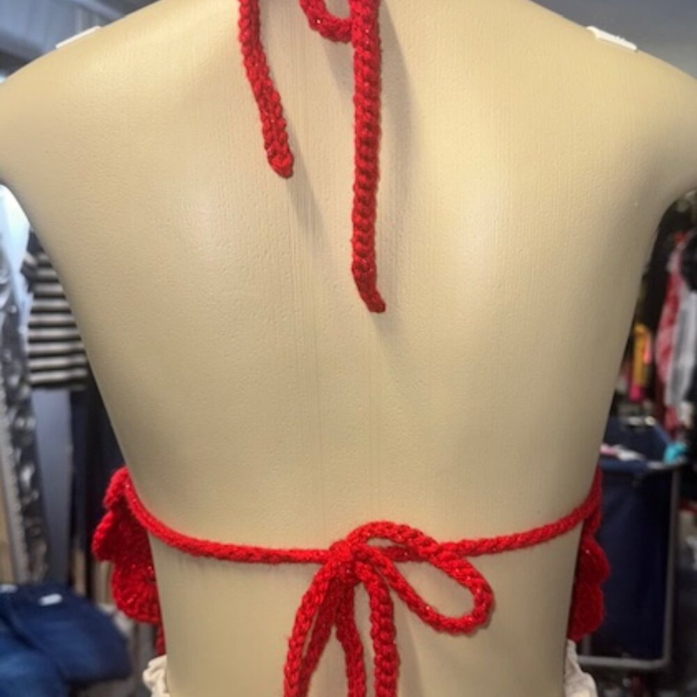 Red Crocheted Halter Top - Picture 4 of 4